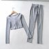 stretch leggings cropped short hoodie sweater pants set NSAM30520