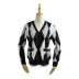 contrast color plaid sweater coat loose slim sweater NSLD30566