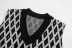 diamond plaid knit loose V-neck vest  NSAC30603