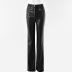 high waist zipper PU leather trousers NSFD30652