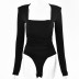 pleated long-sleeved square collar bodysuit NSFD30660