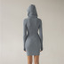 long-sleeved hooded slim dress NSFD30672