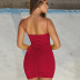 low-cut sling V-neck pleated dress  NSFD30718