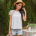 solid color hedging lace short-sleeved T-shirt NSDF30807