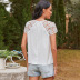 solid color hedging lace short-sleeved T-shirt NSDF30807