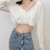 button cropped knitted cardigan women NSAC30886