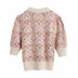 collar jacquard short-sleeved sweater  NSLD30899