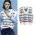 temperament V-neck jacquard knitted vest  NSLD30900