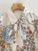 fashion printing neckline bow blouse NSAM30950