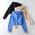 Pure Color Stitching Short Long Sleeve Hoodie NSHS30988