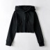 Pure Color Stitching Short Long Sleeve Hoodie NSHS30988