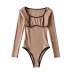 round neck color matching high-waist slim long-sleeved jumpsuit NSHS30993