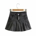 solid color denim stitching short pleated skirt NSHS30999