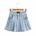 solid color denim stitching short pleated skirt NSHS30999