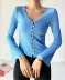 shell button solid color trumpet sleeve cardigan NSHS31016