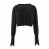 Knitted solid color cardigan  NSHS31019