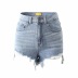 slim denim high waist raw edge denim shorts   NSHS31023