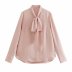 spring tie knot pink chiffon shirt NSAM31295