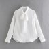 simple tie knot white chiffon shirt  NSAM31300