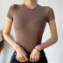 summer new fashion stitching short round neck solid color short-sleeved T-shirt  NSAC31329