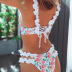 sexy printing flying edge cross lace bikini  NSHL31359