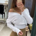 fashion cross V-neck loose pullover sweater NSHS31422