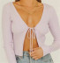 lace-up rope long-sleeved knited cardigan  NSHS31451