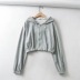zipper hoodie solid color short long sleeve sweater NSHS31477