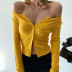 Autumn sexy one-shoulder long-sleeved T-shirt  NSHS31483