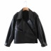 loose lapel leather jacket NSHS31487