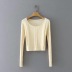 twist-knit round neck slim short sweater NSHS31497