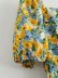 square neck puff sleeve floral print split mid-length dress NSAM31522