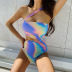 halter gradient color high waist one-piece swimsuit  NSHL31536