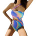 halter gradient color high waist one-piece swimsuit  NSHL31536