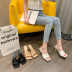 fashion square toe open-toed stiletto slippers  NSHU31570