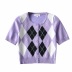 hit color diamond plaid short-sleeved T-shirt NSAC31651