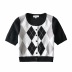 hit color diamond plaid short-sleeved T-shirt NSAC31651