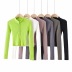 zipper stand collar solid color sweater NSAC31660