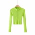 zipper stand collar solid color sweater NSAC31660
