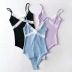 sexy adjustable buckle lace stitching elastic slim V-neck sling one-piece vest NSAC31678