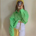 loose lapel fluorescent green long sleeve shirt  NSAC31692