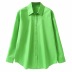 loose lapel fluorescent green long sleeve shirt  NSAC31692