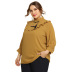 Plus Size Stand-Up Collar Solid Color Tassel Top NSJR31740