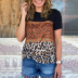 Leopard Print Hit Color Round Neck Pullover Top NSSI31767