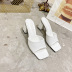 retro square toe open-toed stiletto slippers  NSCA31796