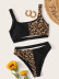 new leopard print color matching sexy split high waist bikini  NSHL31843