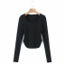 solid color irregular long-sleeved sweater NSHS31889