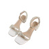 thick heel bow pearl sandals  NSHU31915