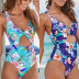 printed knotted one-piece swimsuit  NSHL31965