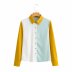 stitching long-sleeved contrast color lapel shirt  NSAM32054